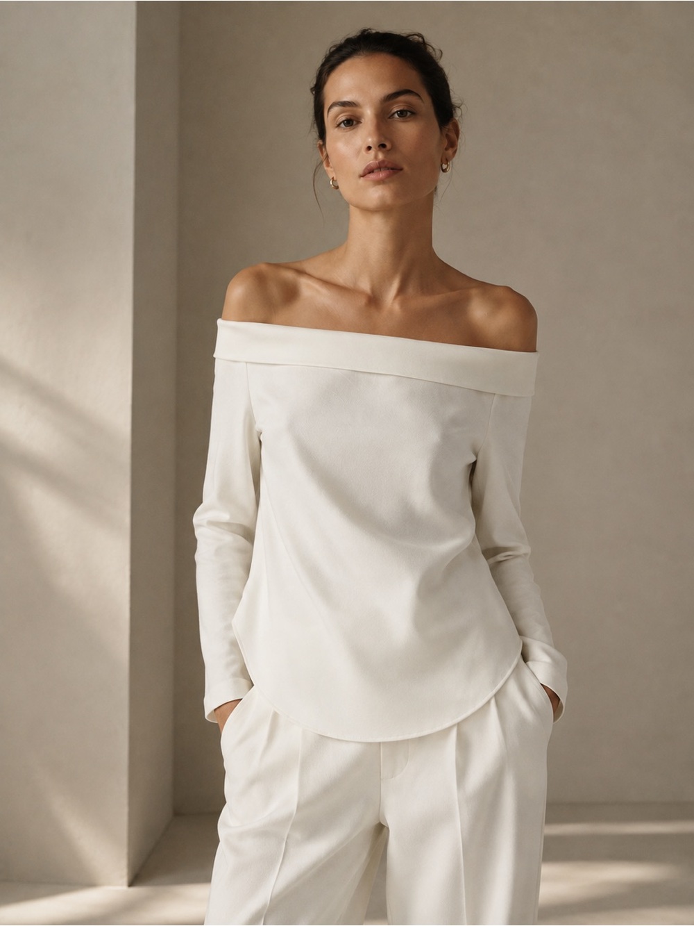 Massimo Dutti Off-the-Shoulder Silk Blend Blouse